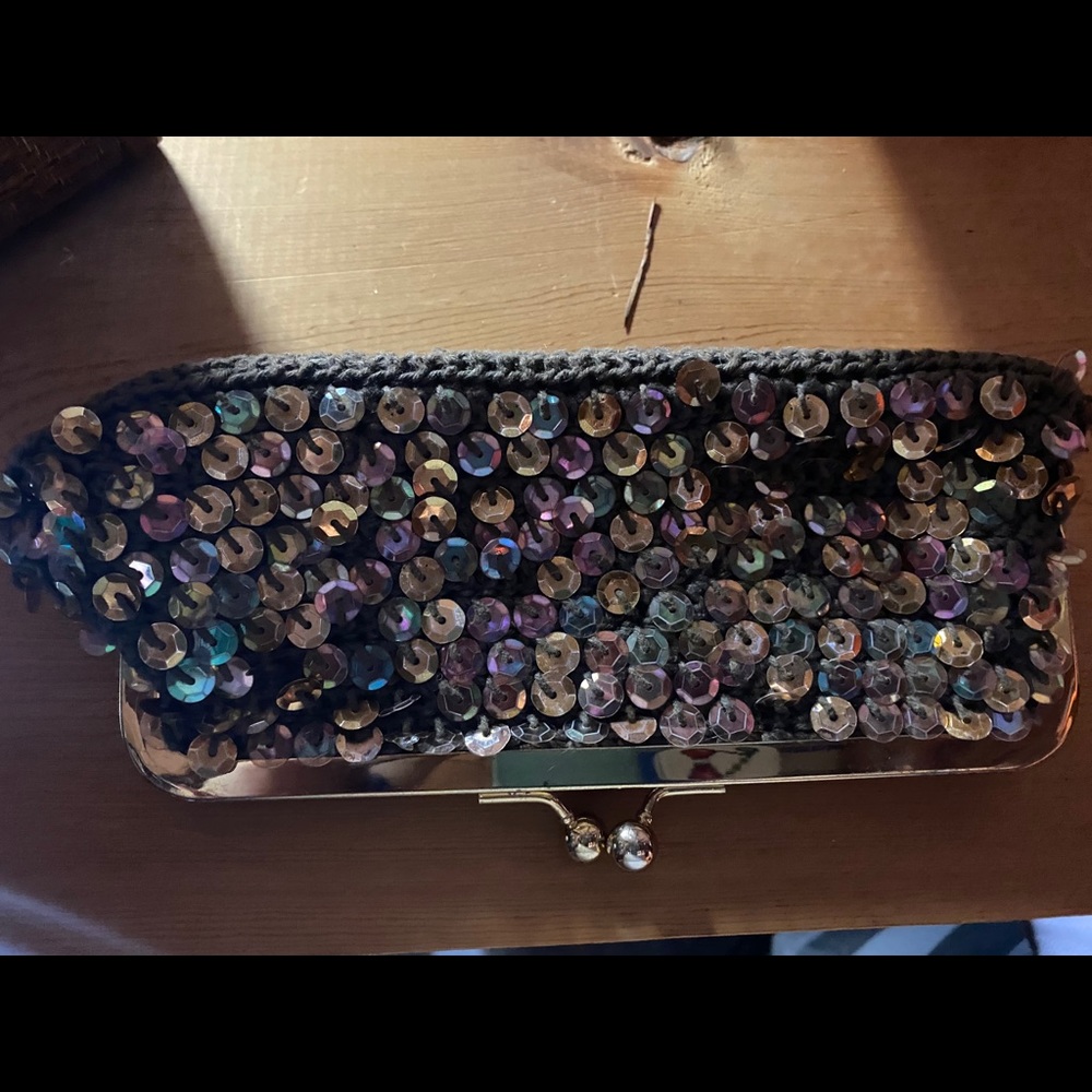 Small sequin make up bag 8”L X 3 1/2 wide